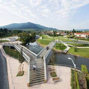 Passerelle et aménagement paysager, Raon l'étape (88), Atelier Cité Architecture