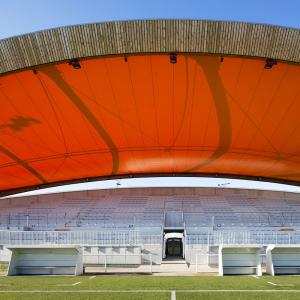 Tribune du stade Salif Keita, Cergy, Val d'Oise, B+C architecte