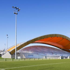Tribune du stade Salif Keita, Cergy, Val d'Oise, B+C architecte