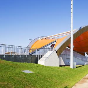 Tribune du stade Salif Keita, Cergy, Val d'Oise, B+C architecte